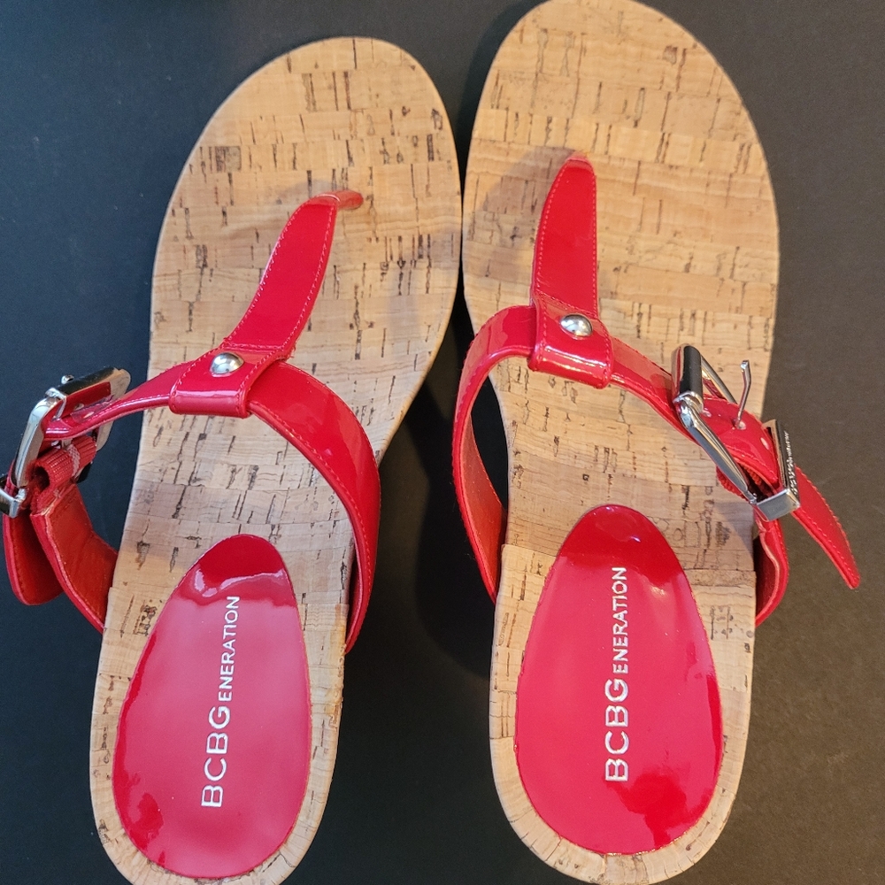 BCBGeneration Karlina Red Wedge Sandal 6